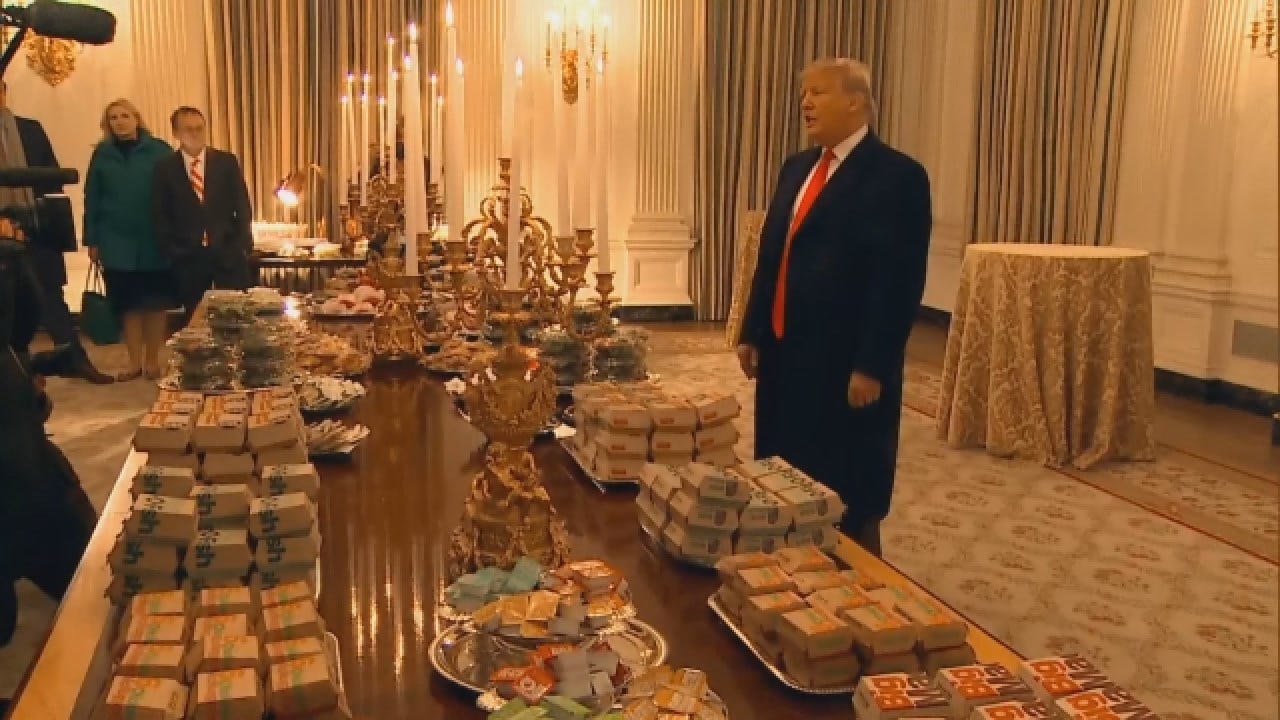President Trump Serves Fast Food By Candlelight At White House For Clemson Football Team