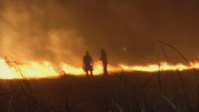 Tulsa Firefighters Stand Their Ground Against Wildfire