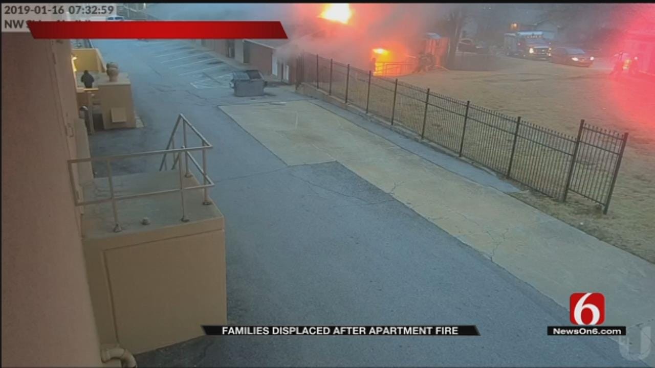 Surveillance Video Shows Fire That Damaged Tulsa Apartments