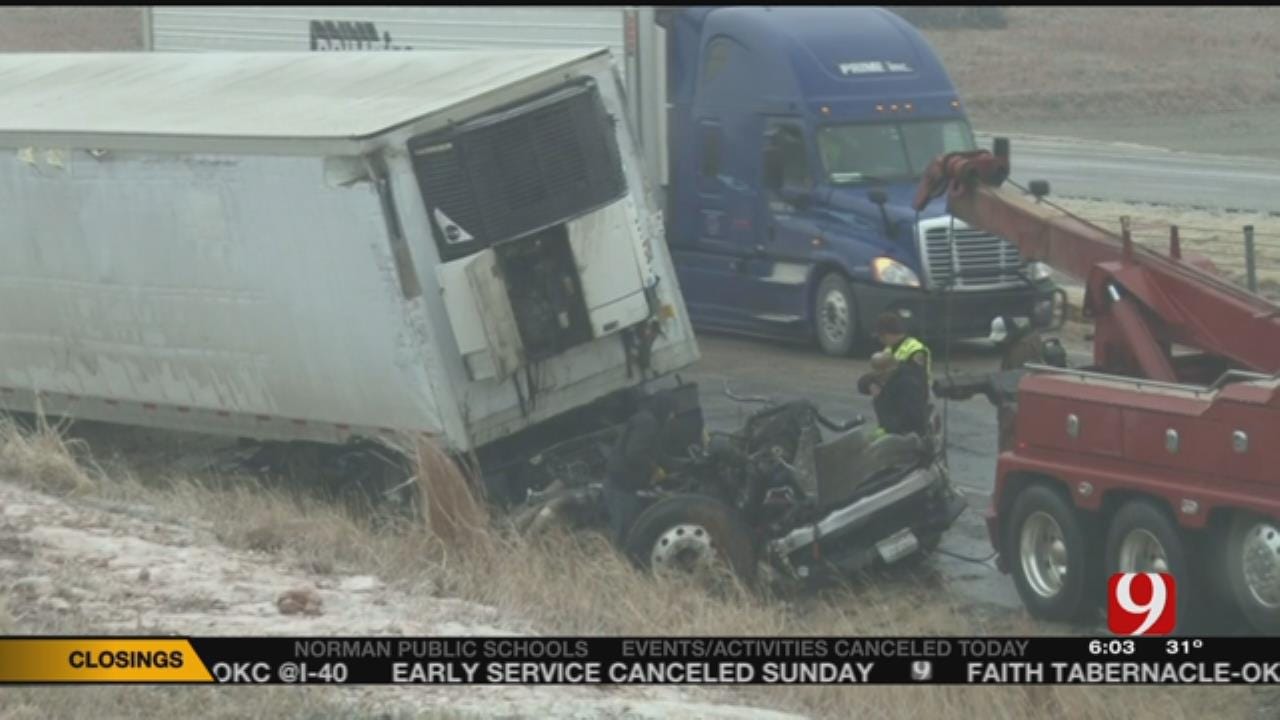 One Dead In Semi Wreck On I-40 Near Weatherford