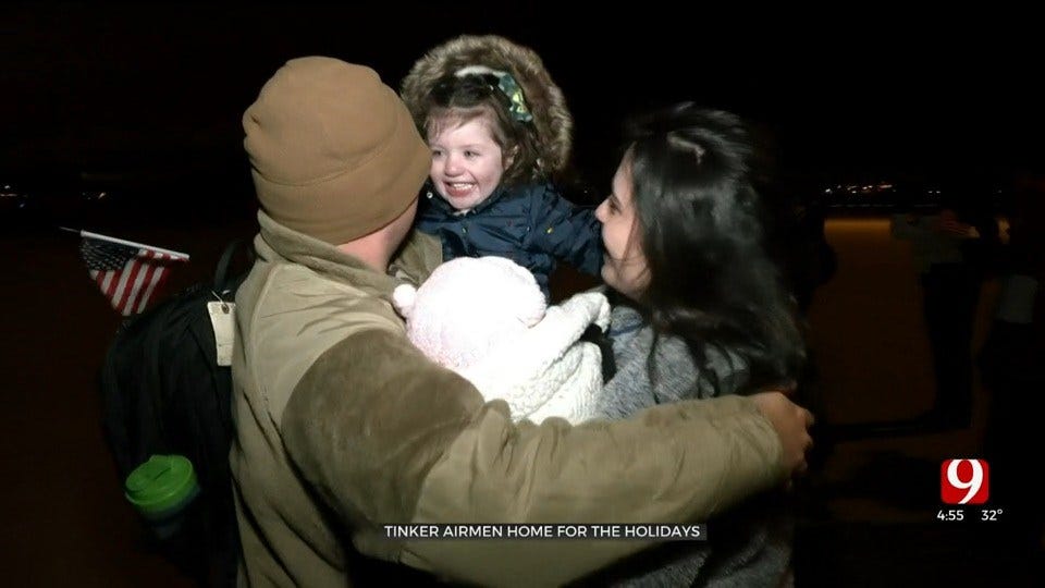 Hundreds Of Airmen Return Home To Tinker AFB For Holidays