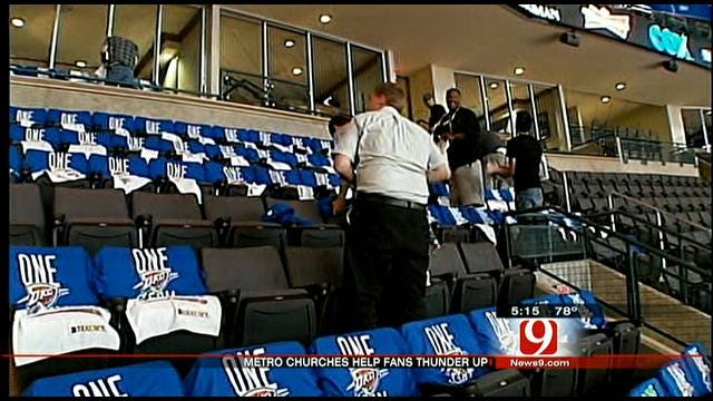 Thunder T-Shirts Blanket Chesapeake Arena For Playoff Game