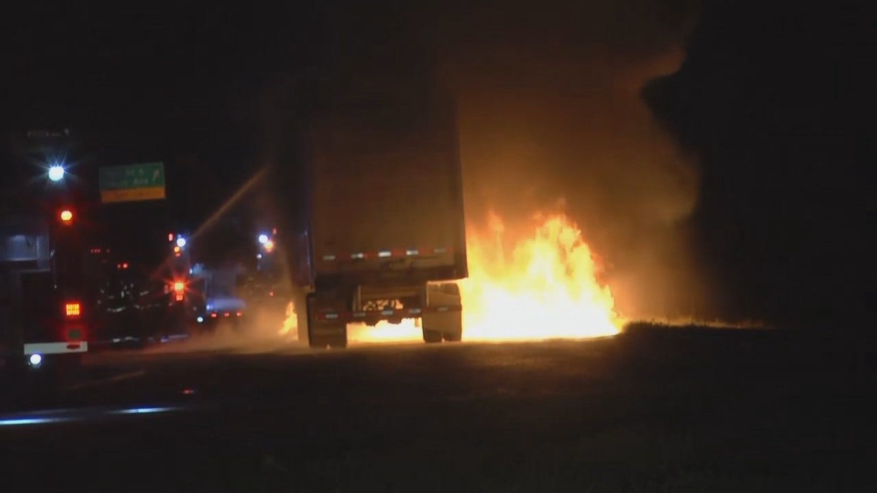 WEB EXTRA: Video Of Semi Fire On Highway 75