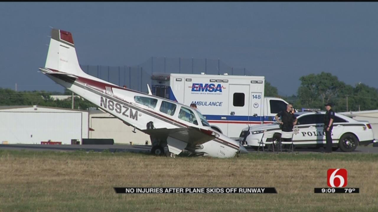 Plane Skids Off Runway At Tulsa Area Airport
