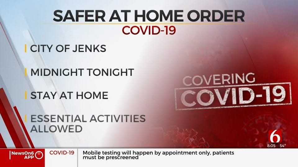 City Of Jenks Issues Safer At Home Order