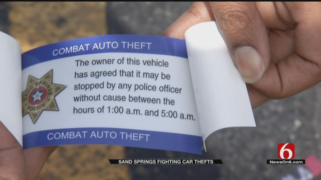 Stickers May Help Fight Car Thefts In Sand Springs