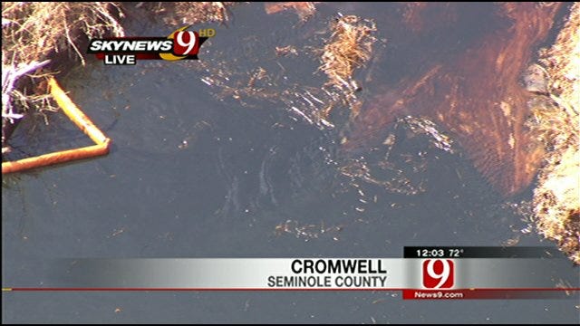 Crew Work To Keep Cromwell Oil Spill From Spreading Farther