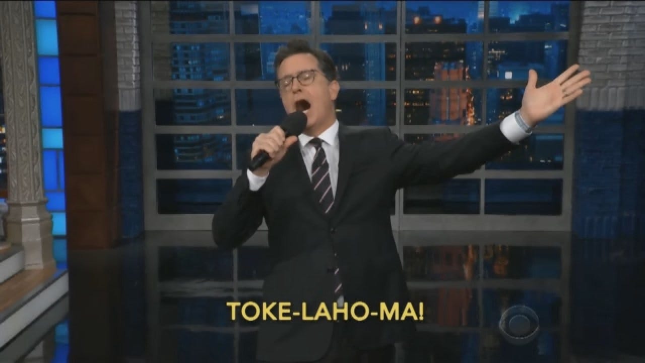Watch Stephen Colbert's Rendition Of 'Toke-la-homa'