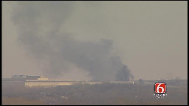 WEB EXTRA: Large Fire Burning In Catoosa