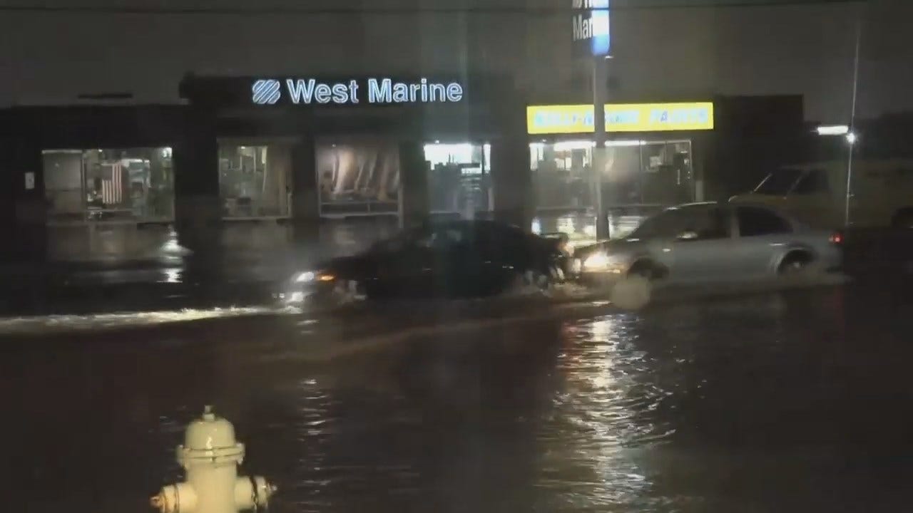WEB EXTRA: High Water Across Sheridan At 43rd Street In Tulsa