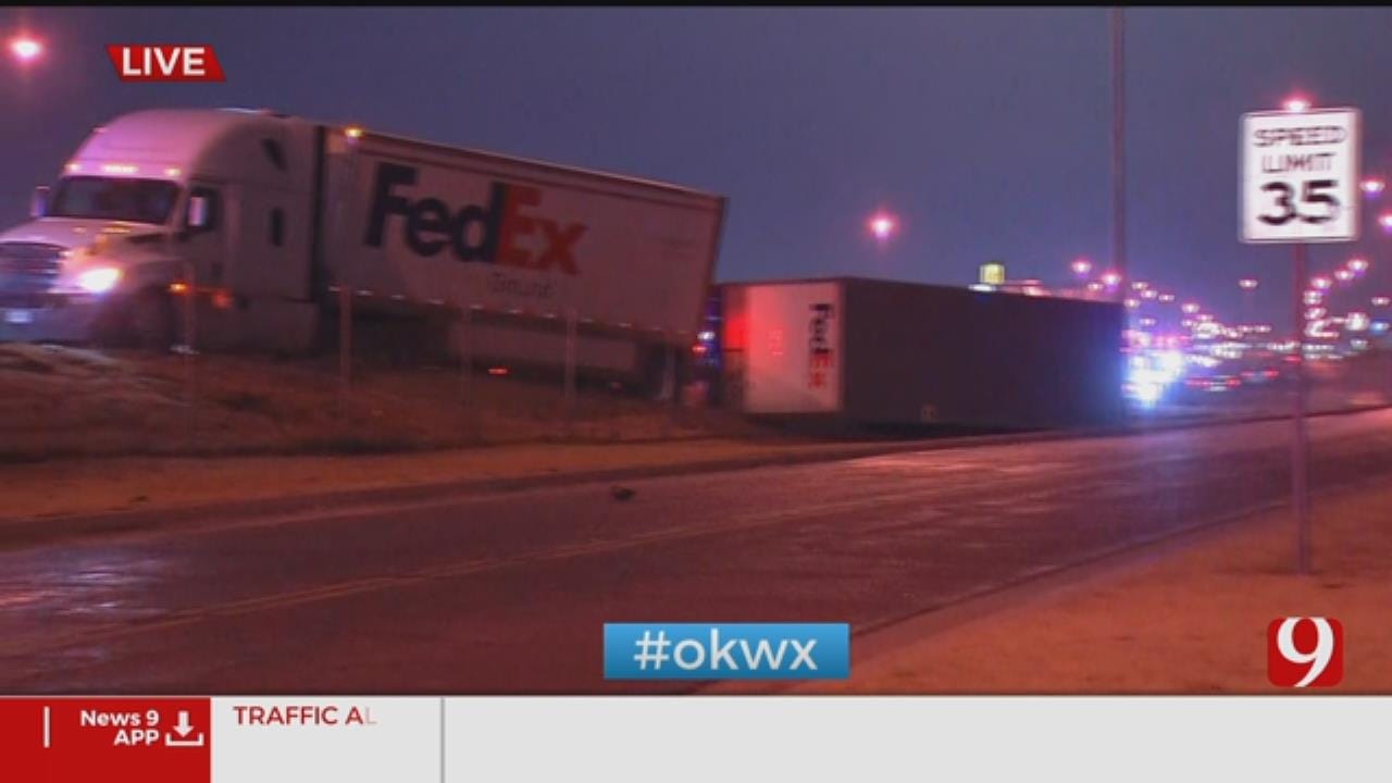 WATCH: Semi-Truck Overturned On I-40 Westbound