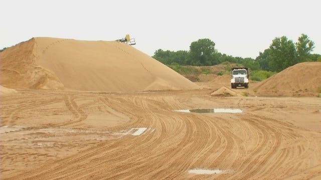 WEB EXTRA: Video of Wagoner County Trucks Loaded With Sand