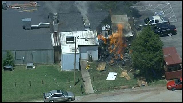 WEB EXTRA: SkyNews 9 Flies Over Fire At 'The Shack'