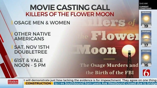 Killers Of The Flower Moon Holds Tulsa Casting Call