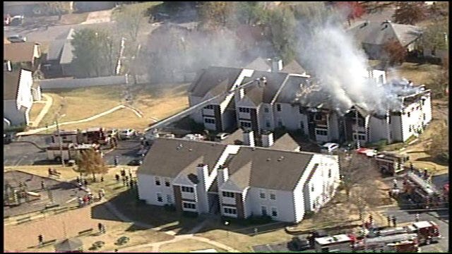 WEB EXTRA: Video Of West Tulsa Apartment Fire From SkyNews 6