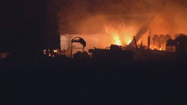 WEB EXTRA: Video Of Trailer Home Fire Near Sperry