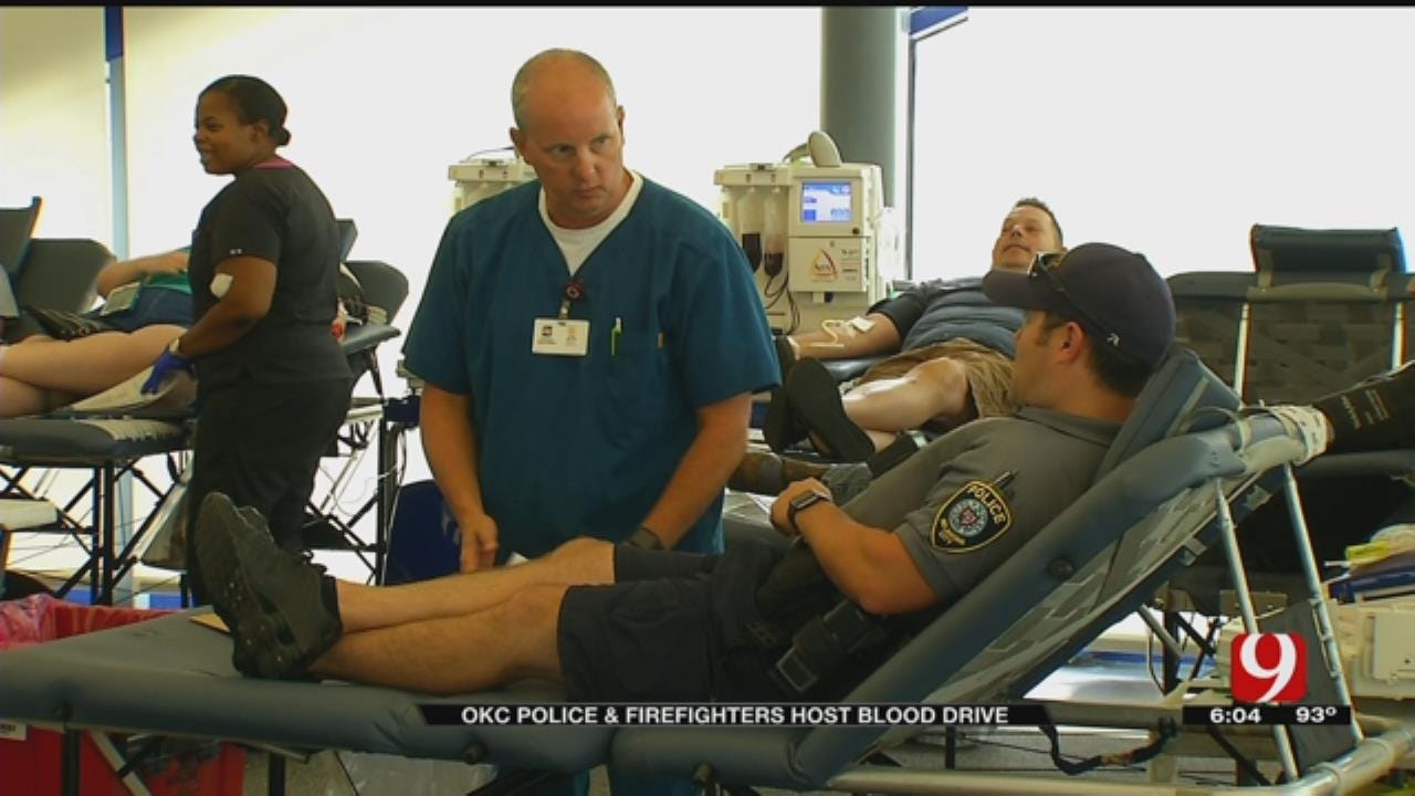 OKC Police And Firefighters Team Up To Host Blood Drive