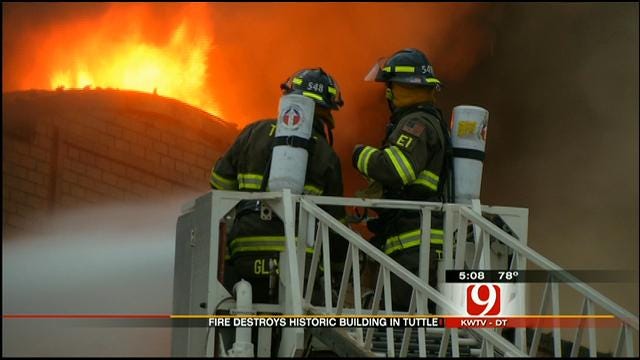 Large Fire Damages Downtown Tuttle Building