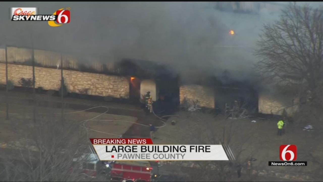 WEB EXTRA: Osage SkyNews 6 HD Over Building Fire In Pawnee County