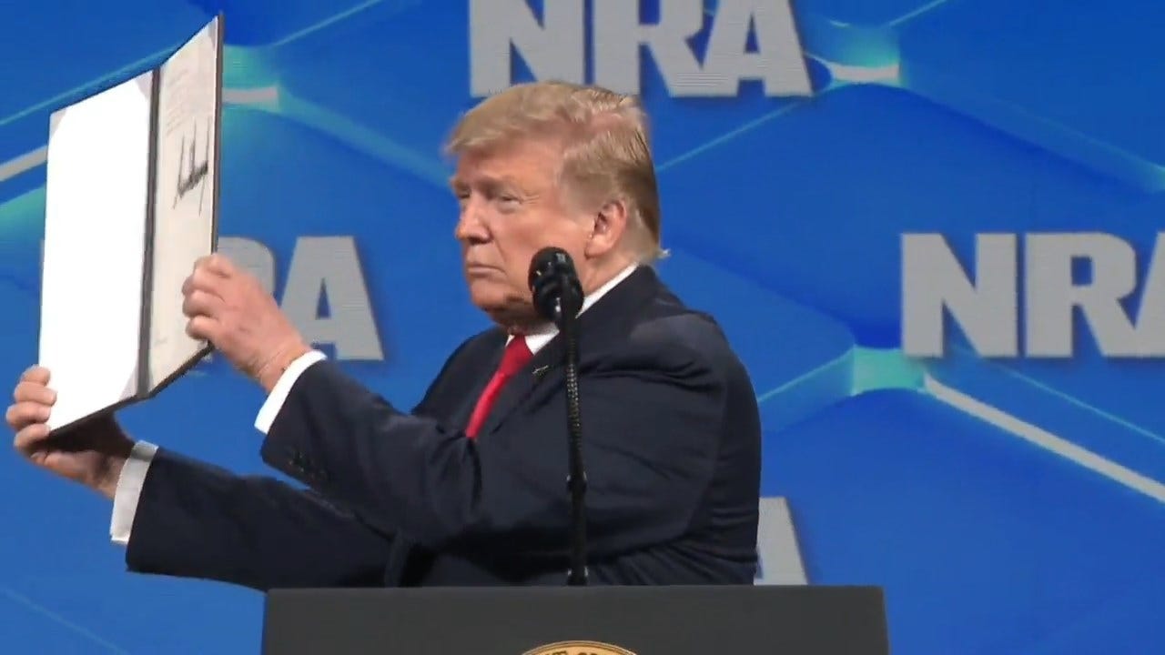President Trump Announces Withdrawal From Global Arms Sales Treaty At NRA Conference