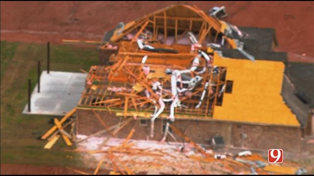 WEB EXTRA: Bob Mills SkyNews 9 Flies Over Luther Storm Damage