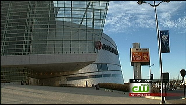 Final Preparations For NCAA Men's Basketball Tournament Underway In Downtown Tulsa