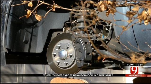 Thieves Steal Tires, Wheels Off Vehicles In SW OKC