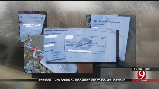 Personal Information Found On Discarded Crest Foods Job Applications