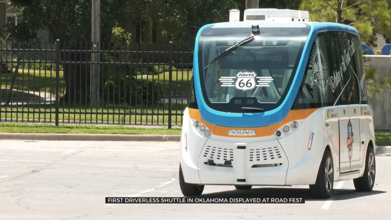 First Driverless Shuttle In Oklahoma Displayed At Route 66 Road Fest