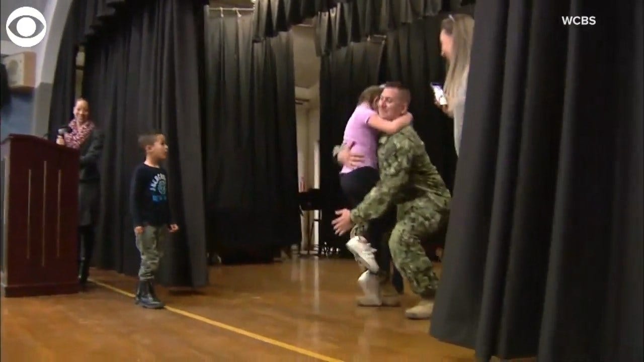 Navy Dad Surprises Kids During School Assembly