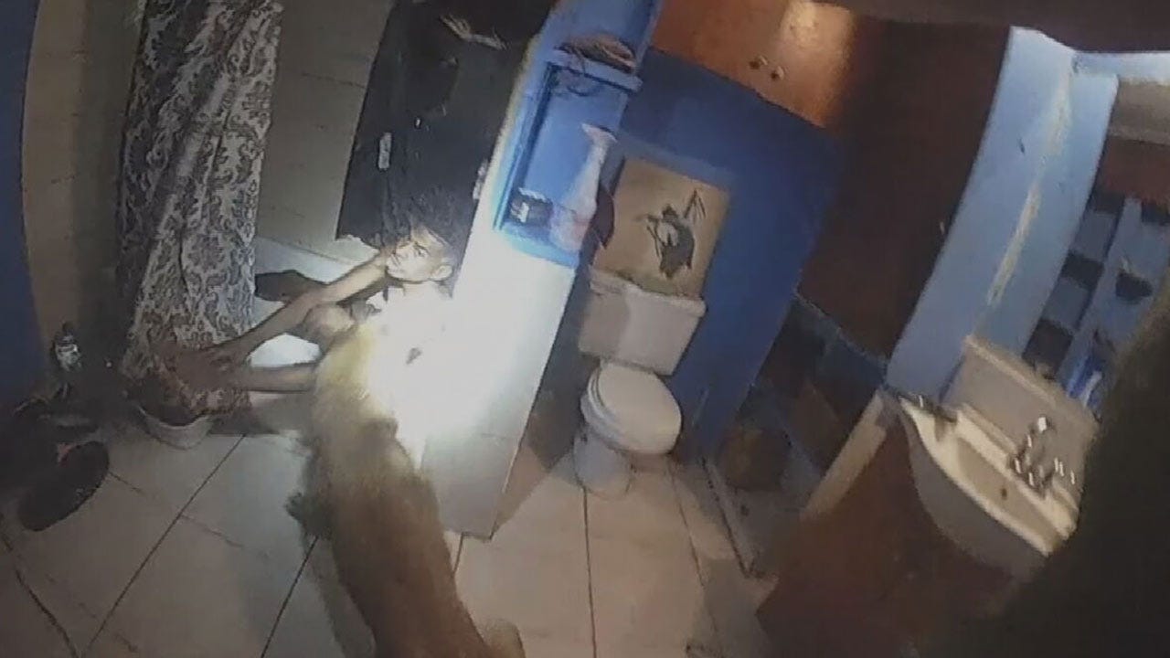WATCH: Tulsa K-9 Officer Pulls Suspect Out Of Bathtub