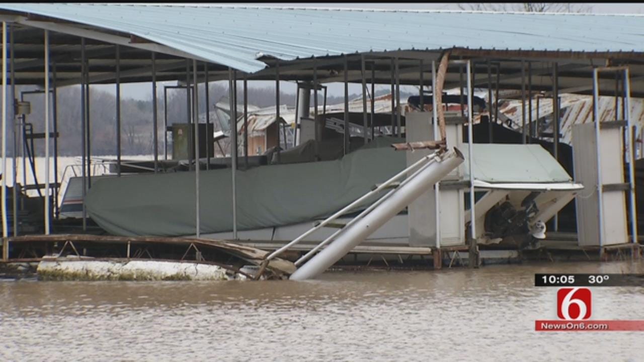 Flooding Damages Fort Gibson Marina's Boat Docks