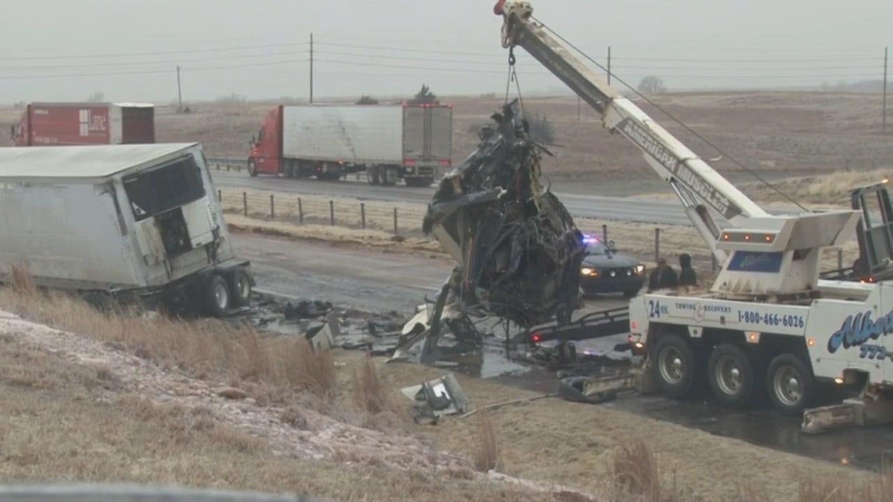 WEB EXTRA: Video From Semi Wrecks On I-40 Near Weatherford