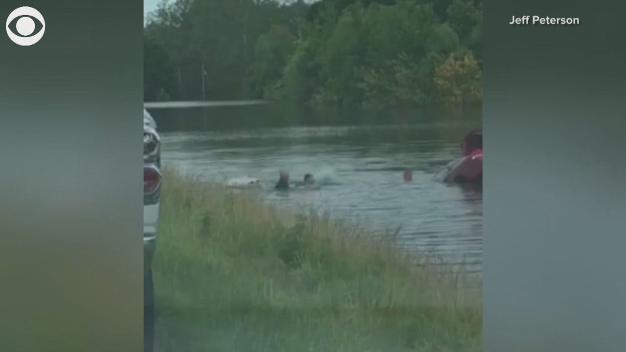 RESCUED: Strangers Help Driver From Sinking Car