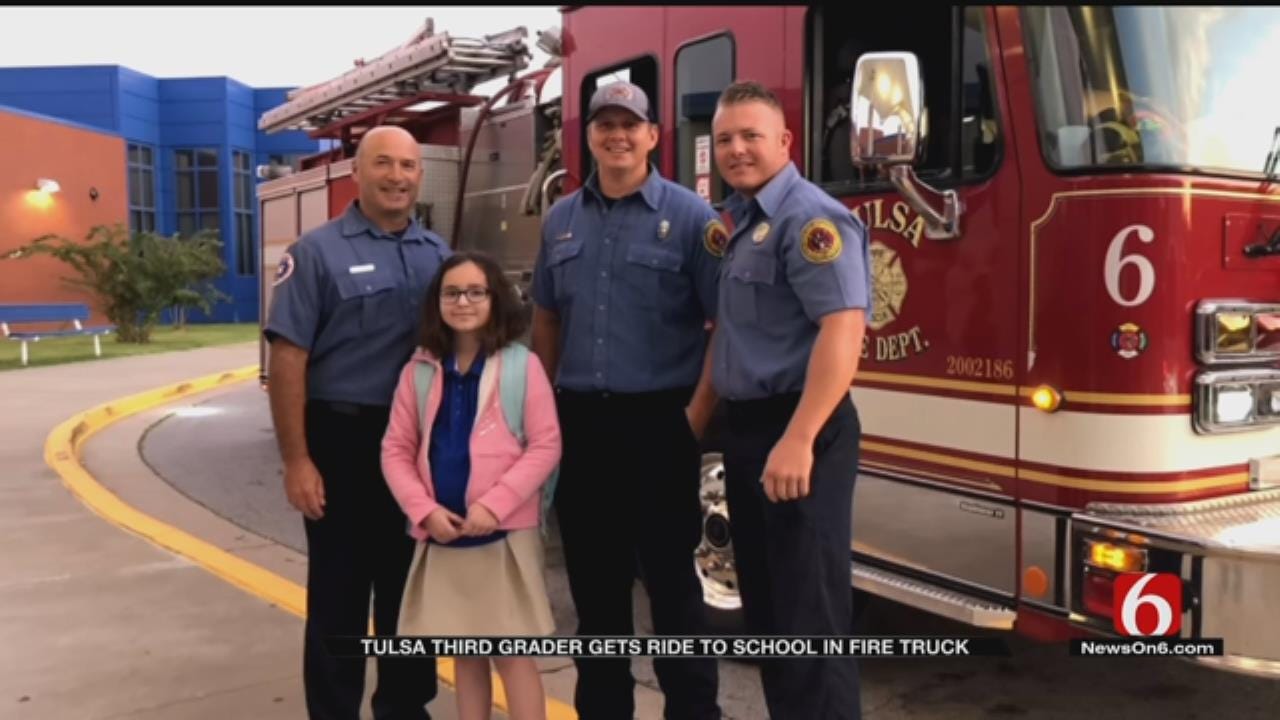3rd Grader Wins Ride To School In Tulsa Fire Truck