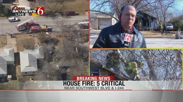 Firefighters Pull 2 Adults, 3 Children From Burning West Tulsa House