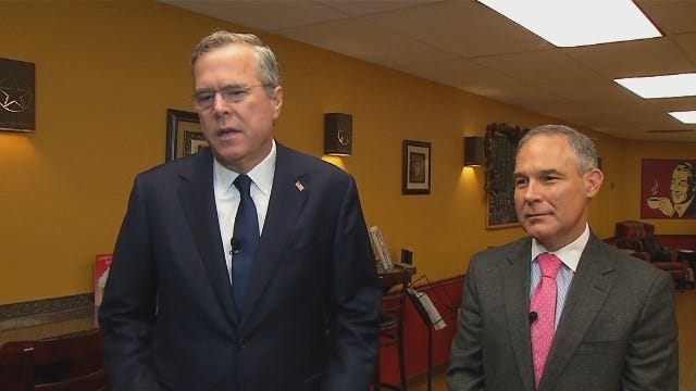 WEB EXTRA: GOP Presidential Candidate Jeb Bush Talks About Scott Pruitt's Role In Campaign
