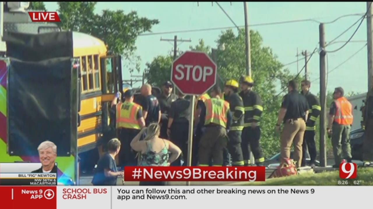 Emergency Crews Respond To Accident Involving A School Bus In Warr Acres