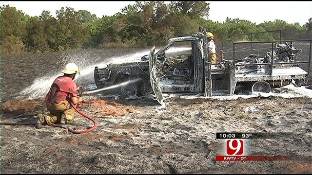 Pocasset Firefighters, Truck Burned Fighting Grass Fire