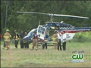 Air Evac Chopper Makes Emergency Landing Near Jones Riverside Airport