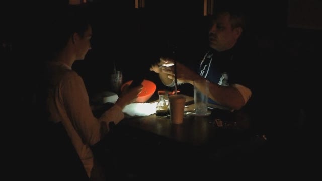 WEB EXTRA: Patrons Dine By Cellphone Light At Power-less Restaurant