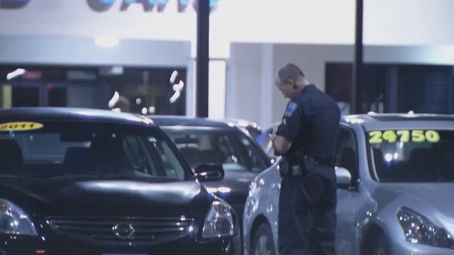 WEB EXTRA: Video Of Tulsa Police Investigate Vandalism At Car Dealerships