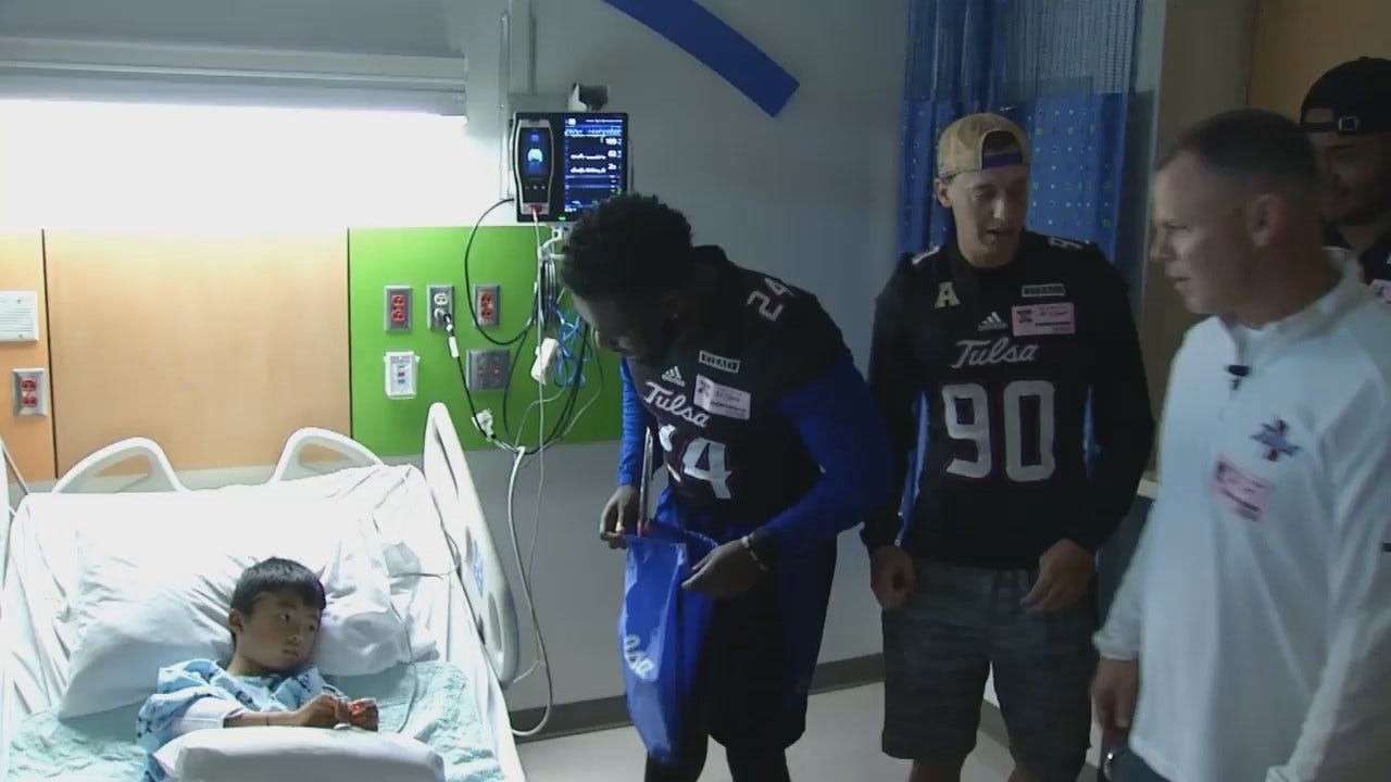 WEB EXTRA: Video Of TU Football Team At Children's Hospital At St. Francis