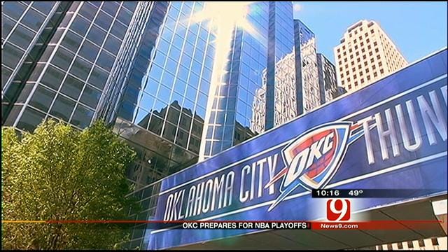 Downtown OKC Prepares To 'Thunder Up' For Playoffs