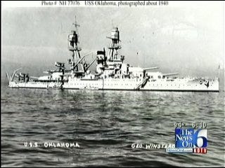 Mast Of World War II Battleship USS Oklahoma Arrives In Muskogee