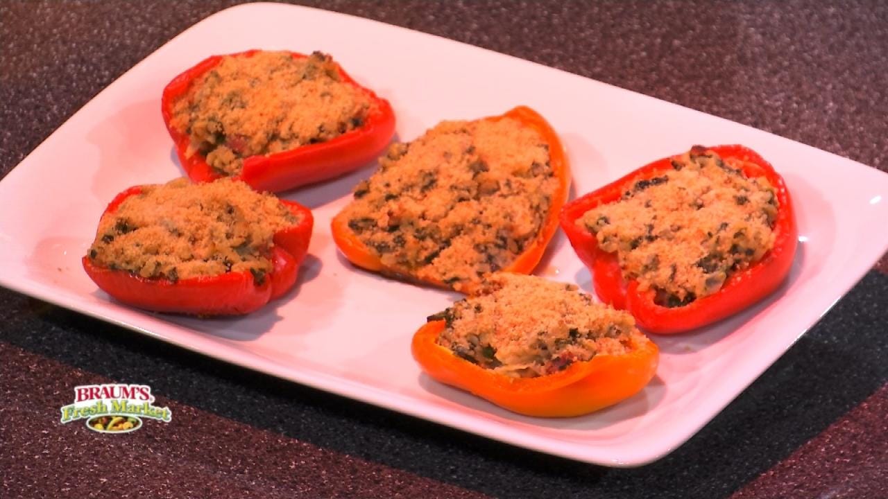 Spinach And Rice Stuffed Bell Peppers