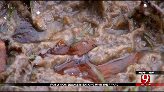 OKC Family Says Raw Sewage Is Backing Up In Their Yard