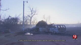 Family Saved From Trailer Moments Before Grass Fire Destroys Home