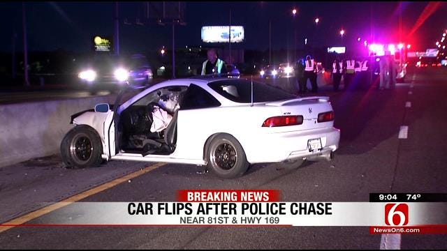 South Tulsa Police Chase Ends With Car On Its Side