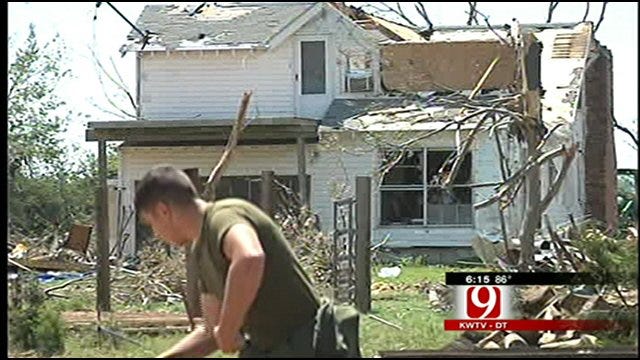 Marines Help Cashion Family Clean Up After Tornadoes